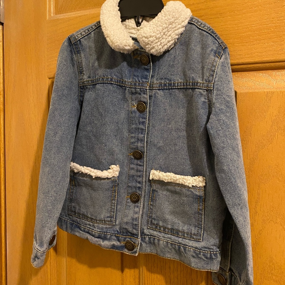 Mud Pie Blue Jean Jacket with White Accents